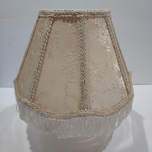 Cream Boudoir Lamp Shade with Tassel Bottom Frindge1960's 7 Inches Tall - Picture 9 of 16